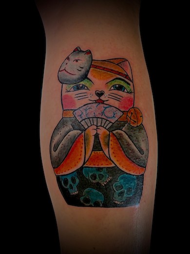 Calypso-Tattoo - Gallery - Lucky Cat Tattoo, back of the leg