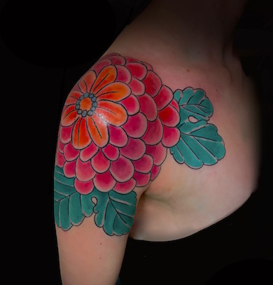 Calypso-Tattoo - Gallery - flower shoulder tattoo