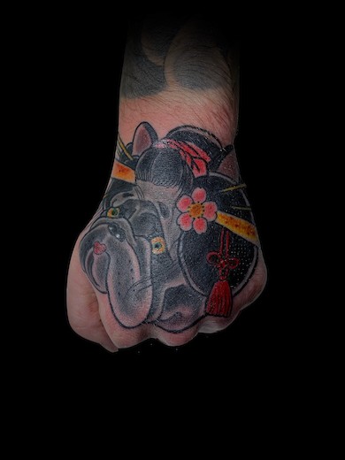 Calypso-Tattoo - Gallery - French Bulldog hand tattoo