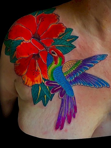 Calypso-Tattoo - Gallery - Hummingbird Japanese Tattoo Chest