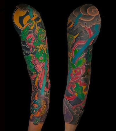 Calypso-Tattoo - Gallery - Raijin, full sleeve Tattoo