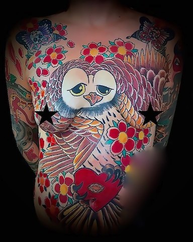Calypso-Tattoo - Gallery - Owl full front tattoo