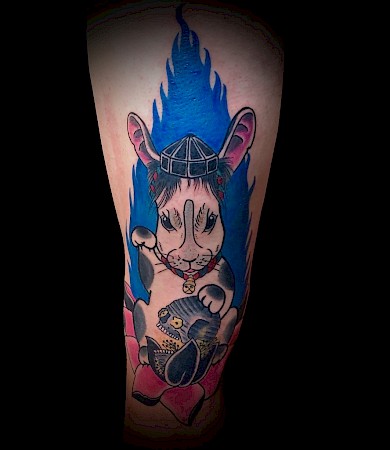 Calypso-Tattoo - Gallery - Rabbit Tattoo, leg