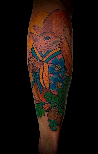 Calypso-Tattoo - Gallery - Squirrel Tattoo, lower leg
