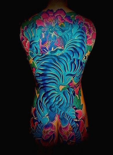 Calypso-Tattoo - Gallery - Japanese tattoo, blue tiger full back