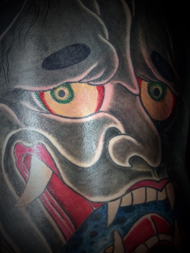 Calypso-Tattoo - Work in progress - hannya mask Japanese tattoo