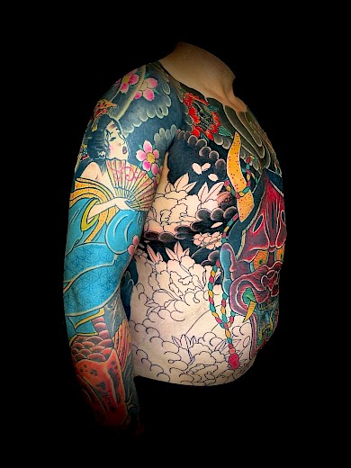 Calypso-Tattoo - Work in progress - Bodysuit Tattoo, Hannya Tattoo