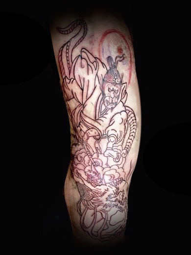 Calypso-Tattoo - Work in progress - monkey king, full side panel tattoo